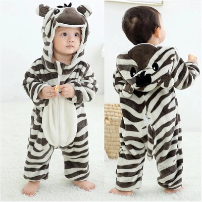 Vastsündinud lapsed Ahv Kigurumi pidžaamad Talvine paks beebitekk Sussid väikelaste imikute riided kapuutsiga loomade pidžaamad magamisriided