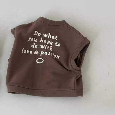 2025. aasta uus beebi varrukateta vest jakk Moodne vastsündinu kirjatrükiga vest mantel Puuvillane väikelaste topid poiste tüdrukute riided 0-24M