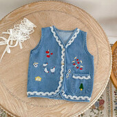 Sügise uued beebiriided, 0-4 aastane emane beebi, pitsiga tikitud vest teksatops