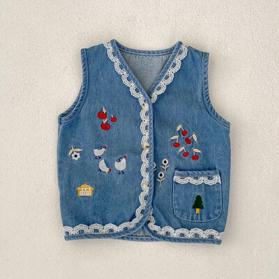 Sügise uued beebiriided, 0-4 aastane emane beebi, pitsiga tikitud vest teksatops