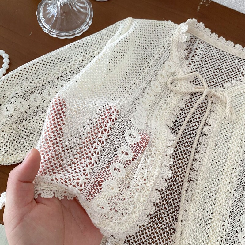 Kid Girl ühevärviline konditsioneeriga särk 0-5T Suvine Korea Laste Tüdrukute Kardigan Pits Õõnes Väikelapse Tüdrukutele Õhuke Päikesekaitsetoode