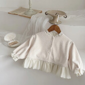 4503 Beebimantel, Sügis 2024 Uus Korea beebitüdruku mantel, šifoonist lapiline kardigan mantlitopsid