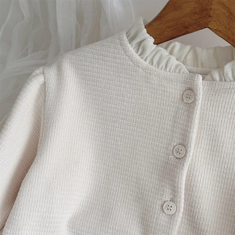 4503 Beebimantel, Sügis 2024 Uus Korea beebitüdruku mantel, šifoonist lapiline kardigan mantlitopsid