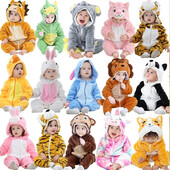 Beebi Loomade Pidžaamad Vastsündinutele Poistele Tüdrukutele Stitch Kombinesoonid Lastele Panda Tiiger Leopard Magamisriided Lastele Flanell Kigurumi
