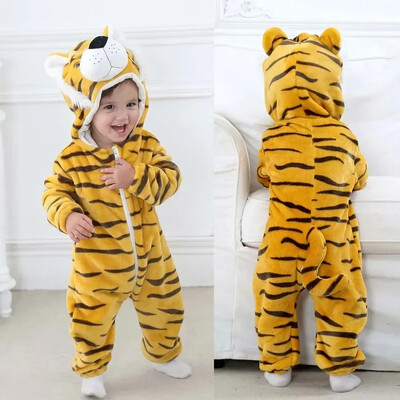 Beebi Loomade Pidžaamad Vastsündinutele Poistele Tüdrukutele Stitch Kombinesoonid Lastele Panda Tiiger Leopard Magamisriided Lastele Flanell Kigurumi