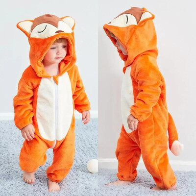 Beebi Loomade Pidžaamad Vastsündinutele Poistele Tüdrukutele Stitch Kombinesoonid Lastele Panda Tiiger Leopard Magamisriided Lastele Flanell Kigurumi