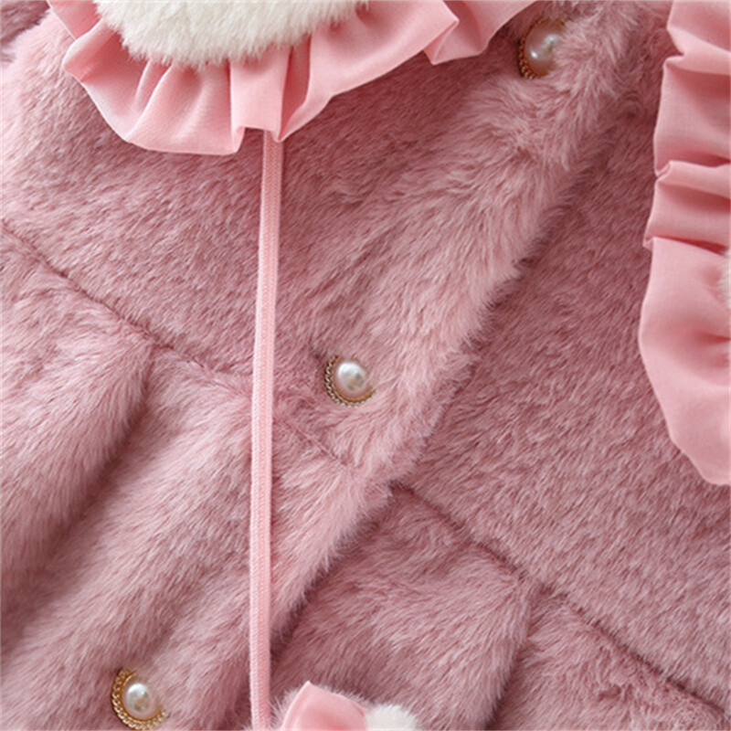 2 tk/komplekt Armsad talvised laste karvased riided Sweet Bow Pehme soe mantel 0-3 aastane lapse mantel + kott Laste uusaasta riided