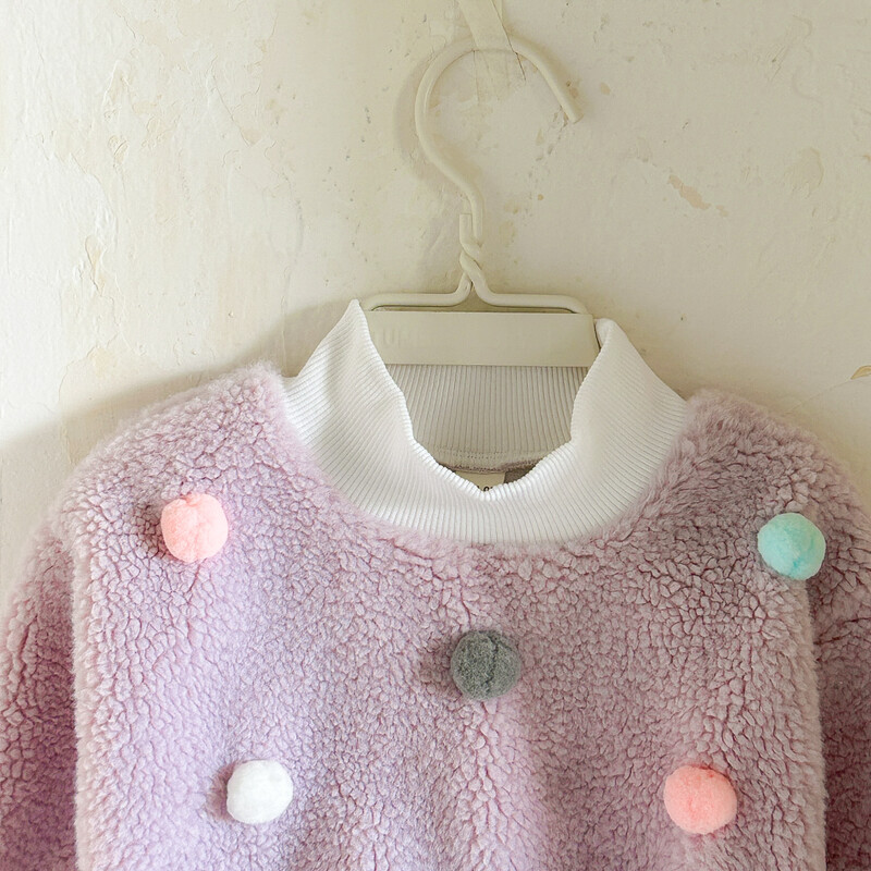 0-3Y téli baba lány pulóver újszülött baba ruházat baba lány berber polár pulóver Hajlabda felső vastag lány ruhák meleg