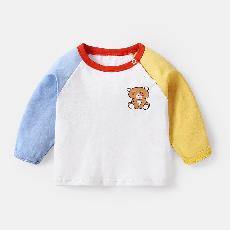 Zēniem Zēniem T-krekli ar garām piedurknēm Rudens Mazi Bērni Meitenes Masīvas kokvilnas apakškrekls Lāča apdruka Jaundzimušo zīdaiņu meiteņu t-krekli