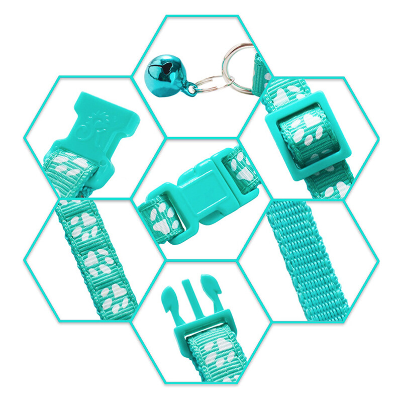 12Gb Jauka kaķa kaklasiksna ar regulējamu zvaniņu kaķēnu drošības apkakles kaklarota melna zila sarkana oranža zaļa 6 krāsas čivava