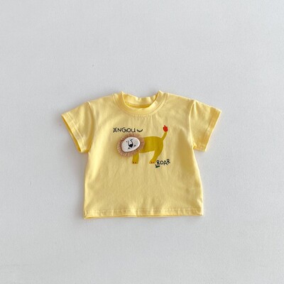 Καλοκαιρινό νεογέννητο βρέφος για κοριτσάκια χαριτωμένο καρτούν λιοντάρι μπλουζάκι Muslin τέλειο για παιδικά ρούχα μωρού