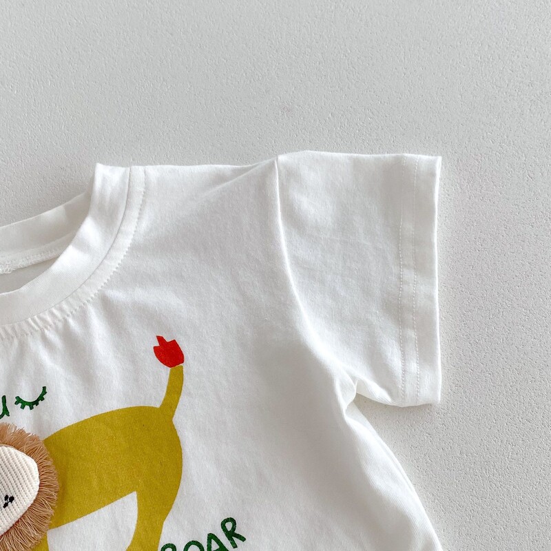 Καλοκαιρινό νεογέννητο βρέφος για κοριτσάκια χαριτωμένο καρτούν λιοντάρι μπλουζάκι Muslin τέλειο για παιδικά ρούχα μωρού