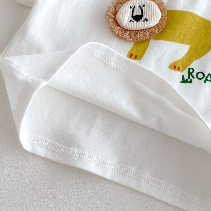 Καλοκαιρινό νεογέννητο βρέφος για κοριτσάκια χαριτωμένο καρτούν λιοντάρι μπλουζάκι Muslin τέλειο για παιδικά ρούχα μωρού