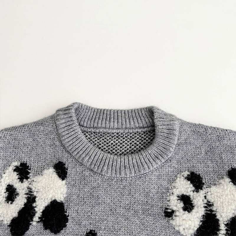 Baba alkalmi pulóver lányoknak fiúknak Ruhák 2023 ősz tél új baba divat kötött rajzfilm Panda hosszú ujjú pulóver felsők