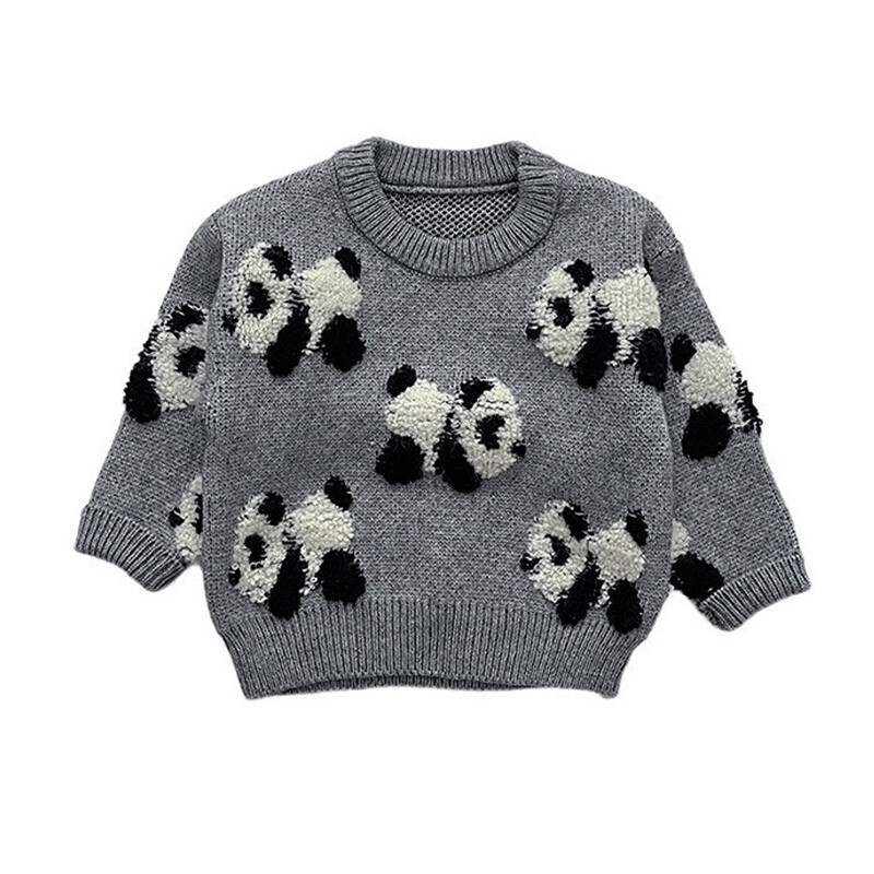 Baba alkalmi pulóver lányoknak fiúknak Ruhák 2023 ősz tél új baba divat kötött rajzfilm Panda hosszú ujjú pulóver felsők