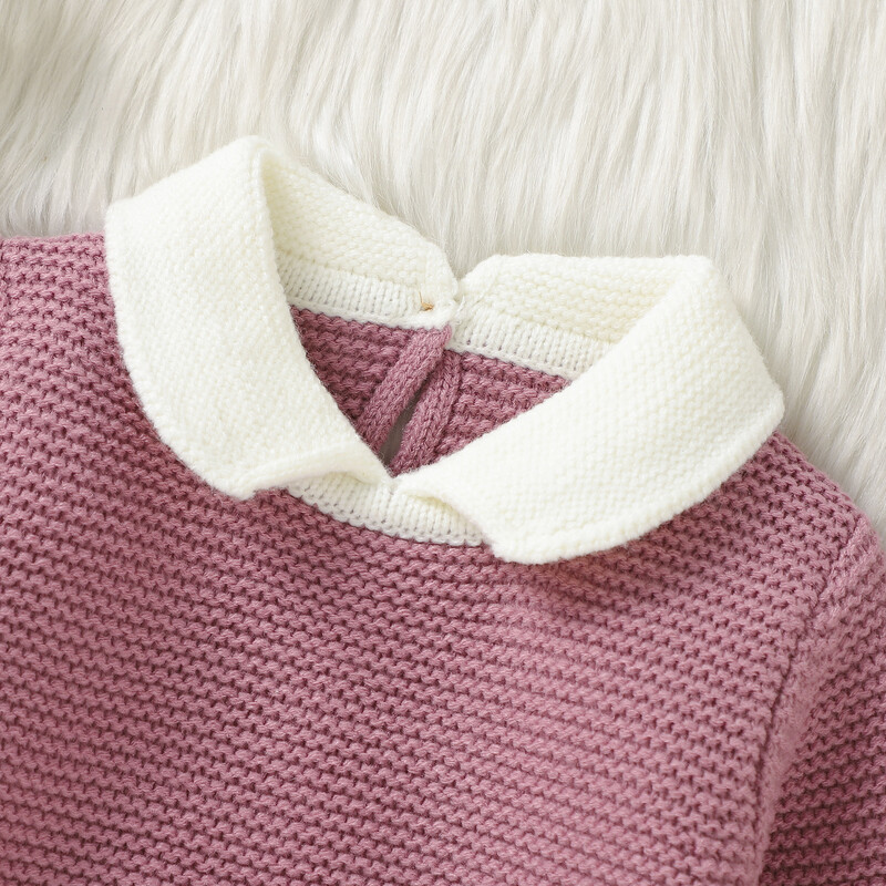 MISOWMNJOY Pavasara trikotāžas bērnu džemperi Džemperi Jauki Atloks Apkakle Kontrasta Krāsa Puloveru Topi Ikdienas mazuļu drēbes zīdaiņiem