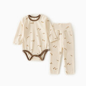 Mazuļu drēbju pidžamas komplekts pavasara rudens mazuļiem zēniem apakšveļa ar apdrukātu bodi + bikses 2 gab. meiteņu mājas apģērba uzvalks maziem gariem Jāņiem