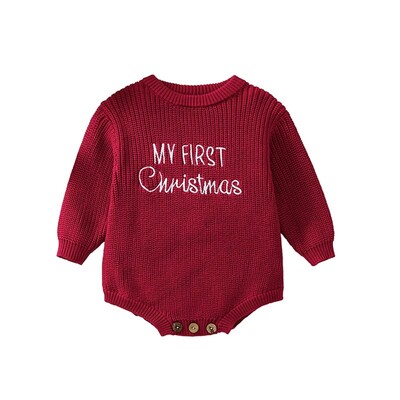 Χριστουγεννιάτικο Kint Βρεφικό πουλόβερ Romper Χειμερινά ζεστά ρούχα για νεογέννητο γράμμα κέντημα μακρυμάνικο casual βρεφική φόρμα για κορίτσι αγόρι