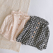 Zīdaiņu jaundzimušo meiteņu blūzes ar ziediem kokvilnas mīkstās bērnu krekli 6M-3T Toddler Drēbes Meiteņu zīdaiņu blūzes ar garām piedurknēm