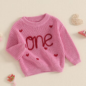 MISOWMNJOY Πλεκτό Βρεφικό πουλόβερ για Βαλεντίνο Νεογέννητο Jumper Casual Letter Κέντημα Καρδιά Μακρυμάνικο Πουλόβερ για νήπια