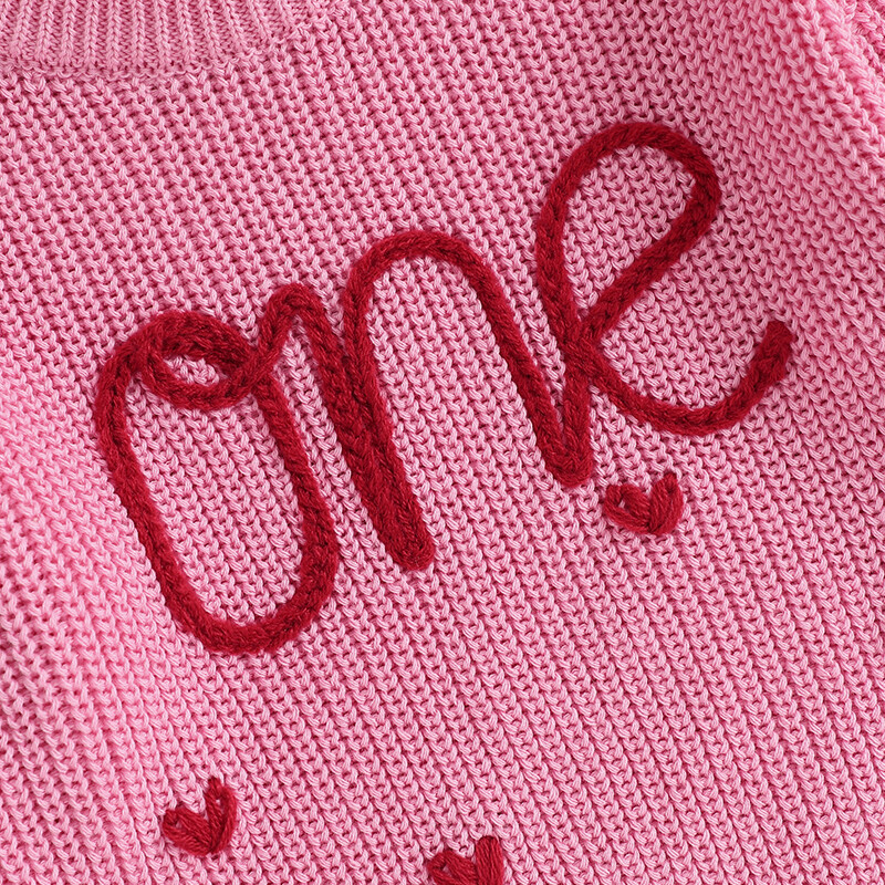 MISOWMNJOY Πλεκτό Βρεφικό πουλόβερ για Βαλεντίνο Νεογέννητο Jumper Casual Letter Κέντημα Καρδιά Μακρυμάνικο Πουλόβερ για νήπια