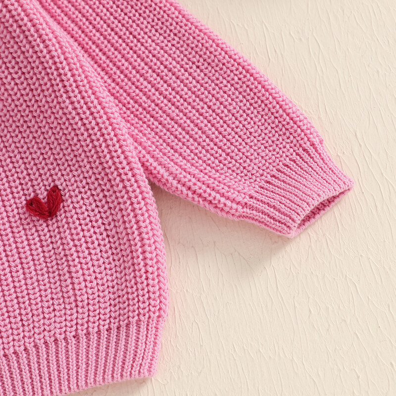 MISOWMNJOY Πλεκτό Βρεφικό πουλόβερ για Βαλεντίνο Νεογέννητο Jumper Casual Letter Κέντημα Καρδιά Μακρυμάνικο Πουλόβερ για νήπια