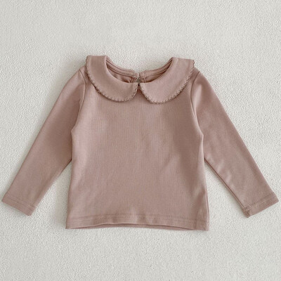 Jauns rudens apģērbs mazulim, 0-3 gadus vecas meitenītes lelles kakla pamatne krekls daudzpusīgs t-krekls ar garām piedurknēm