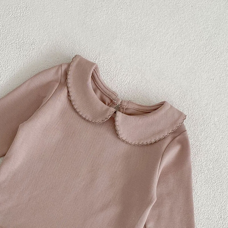 Jauns rudens apģērbs mazulim, 0-3 gadus vecas meitenītes lelles kakla pamatne krekls daudzpusīgs t-krekls ar garām piedurknēm