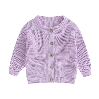 Bērni Mazuļi Meitenes Zēni Adījums Jaciņa Džemperis Mīlīgs Garām Piedurknēm Vienkrāsains Pogas Ikdienas Bērnu Apģērbi Rudens Tamborēti Topi