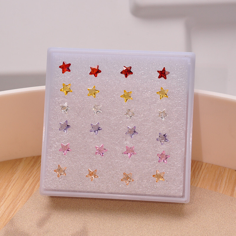 Viieharulised tähega kõrvarõngad värvilised tsirkoon kõrvarõngad super välk vaigust kristallist tüdruk tudeng kõrvaaugu ehted naine