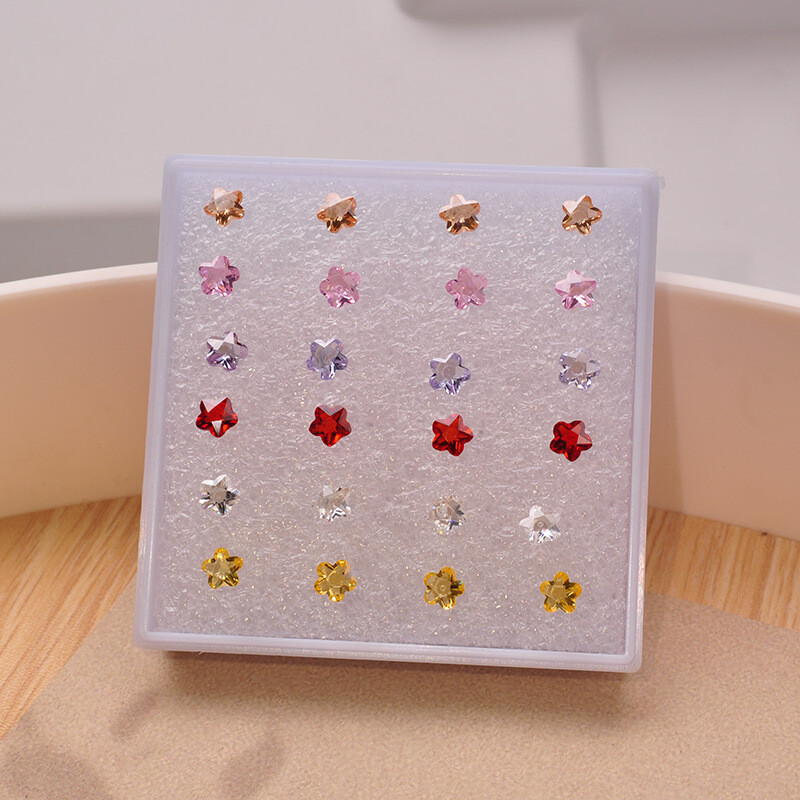 Viieharulised tähega kõrvarõngad värvilised tsirkoon kõrvarõngad super välk vaigust kristallist tüdruk tudeng kõrvaaugu ehted naine