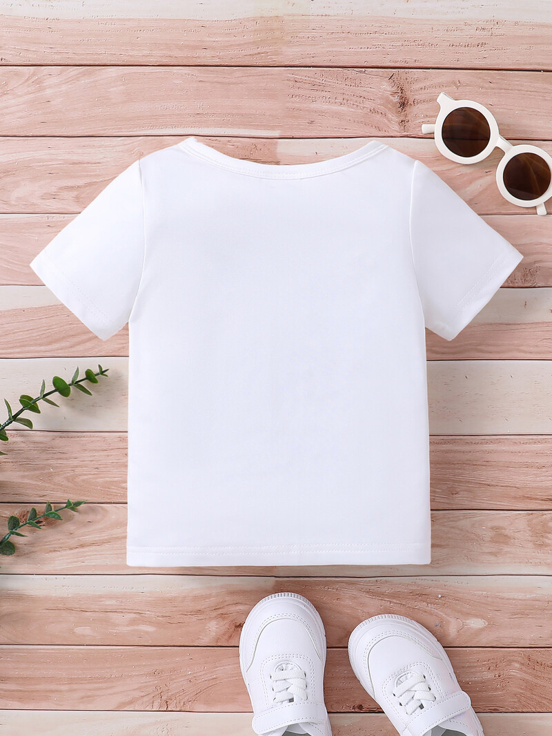 Vasaras meiteņu T-krekls ar apaļu kakla izgriezumu, īsām piedurknēm bišu ziedu apdruka, korejiešu glīts pilnmēness mazulis