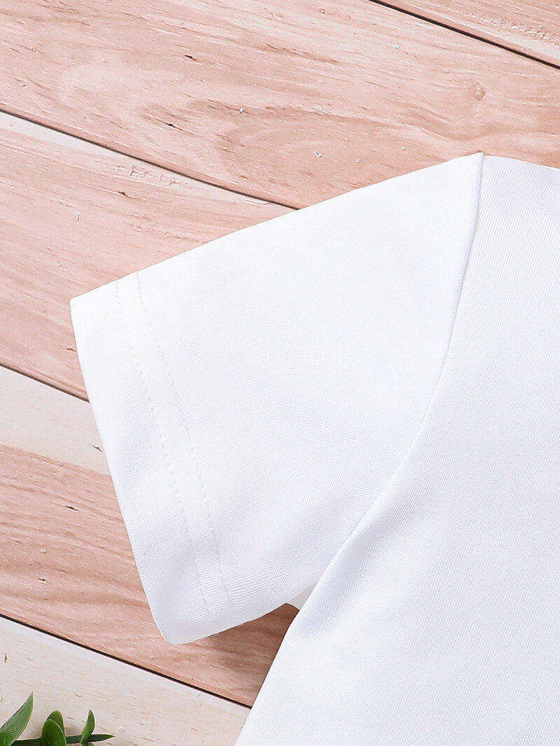 Vasaras meiteņu T-krekls ar apaļu kakla izgriezumu, īsām piedurknēm bišu ziedu apdruka, korejiešu glīts pilnmēness mazulis