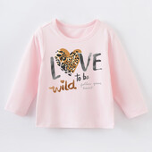 Ar garām piedurknēm pavasaris rudens gadījuma modes bērnu puika meitenes apģērbs rozā T-krekls jauns stils bērniem ārā Trends cute jauki