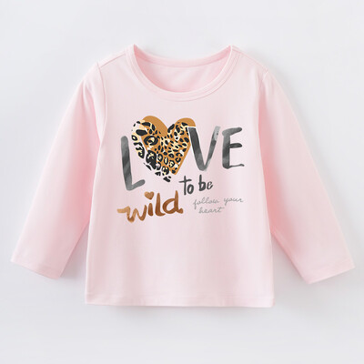 Ar garām piedurknēm pavasaris rudens gadījuma modes bērnu puika meitenes apģērbs rozā T-krekls jauns stils bērniem ārā Trends cute jauki