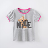 Bērnu apģērbi Zēniem un meitenēm Jauka multfilma Rotaļlācītis Ērts apaļš kakls Vasaras īsu piedurkņu mazuļu pelēks T-krekls