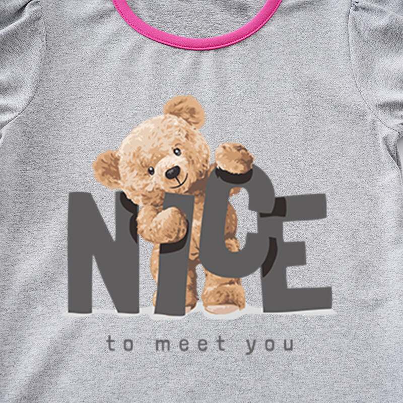 Bērnu apģērbi Zēniem un meitenēm Jauka multfilma Rotaļlācītis Ērts apaļš kakls Vasaras īsu piedurkņu mazuļu pelēks T-krekls