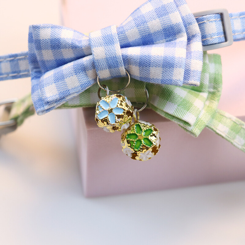 19-30 cm-es állítható kisállat szakadt macska nyakörv csokornyakkendő aranyos kockás karácsonyi virágos elasztikus, állítható kutyanyakörv pánttal macskáknak