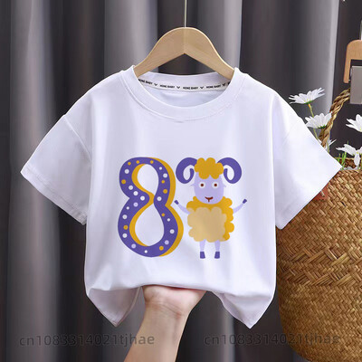 Rajzfilm állat 1-9 születésnapi baba pólók fiúknak parti pólók gyerek felsők gyerek pólók lányok ruhák