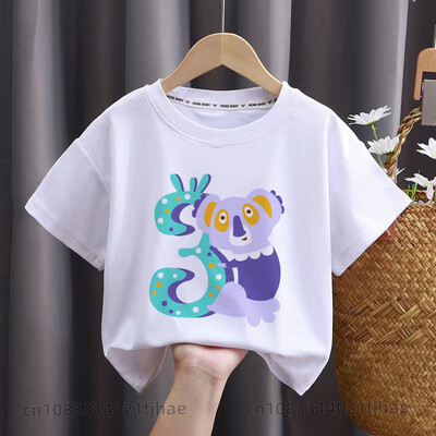 Rajzfilm állat 1-9 születésnapi baba pólók fiúknak parti pólók gyerek felsők gyerek pólók lányok ruhák