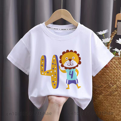 Rajzfilm állat 1-9 születésnapi baba pólók fiúknak parti pólók gyerek felsők gyerek pólók lányok ruhák