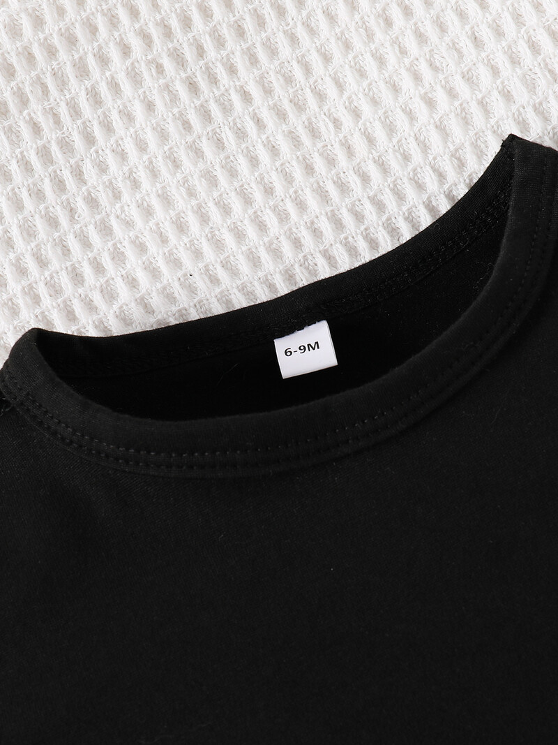 0-3 éves nyári újszülött fiúk és lányok baba egyszínű nyomtatású pulóver, kerek nyakú, rövid ujjú póló