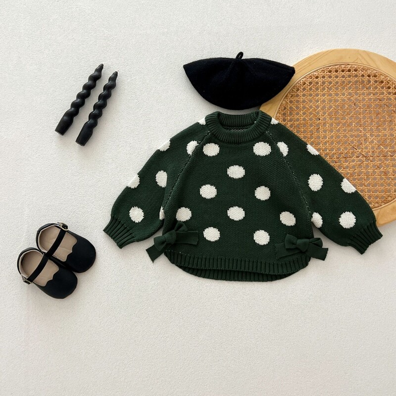 Rudens jaundzimušo zīdaiņu zēnu meiteņu punktveida pulovers džemperis adīts ar garām piedurknēm jaka bērniem viengabala modes bērnu apģērbs