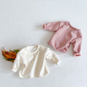 Sügisel ja talvel uued beebiriided, 0–3-aastased meeste ja naiste beebid, puhast värvi ja sametist kapuutsiga mitmekülgne topp