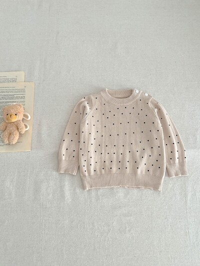Pavasaris un rudens jaundzimušo zīdaiņu zēni un meitenes trikotāžas augškrekls, svītra, apaļš punkts, džemperis bērniem, modes mazuļu apģērbs