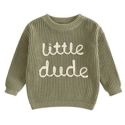 Mazuļu zēni rudens ziemas džemperis ikdienišķs garas piedurknes ar kaklu burtu izšuvumi brīvi trikotāžas pulovers ikdienas topi jaundzimušo apģērbi