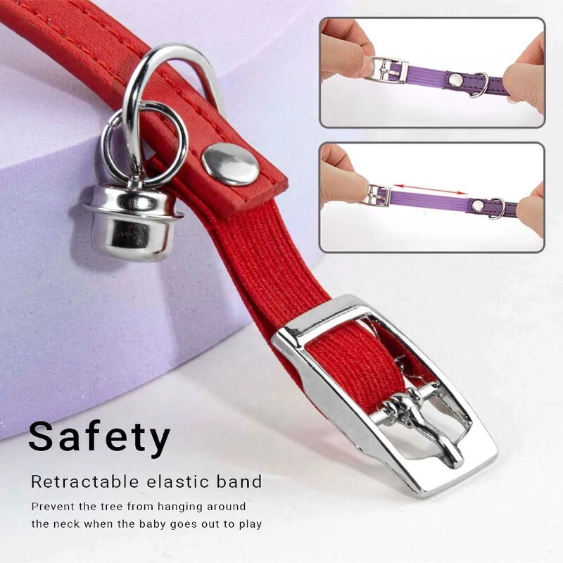 Mīksta PU ādas kaķa kaklasiksna ar zvana drošību pret nosmakšanu kaklasiksnas kaķiem kaķēnu mājdzīvnieku kucēnu kaklarota regulējama XS S sarkana