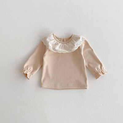 Baby Thermal felső csipkegallérral, tavaszi réteges ing lányoknak, Princess stílusú babapóló, puha alapréteg póló