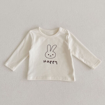 Jauns rudens apģērbs mazulim, 0-3 gadus vecas meitenes, t-krekls ar apaļu kakla izgriezumu ar garām piedurknēm pamata krekls, tops ar zaķa apdruku