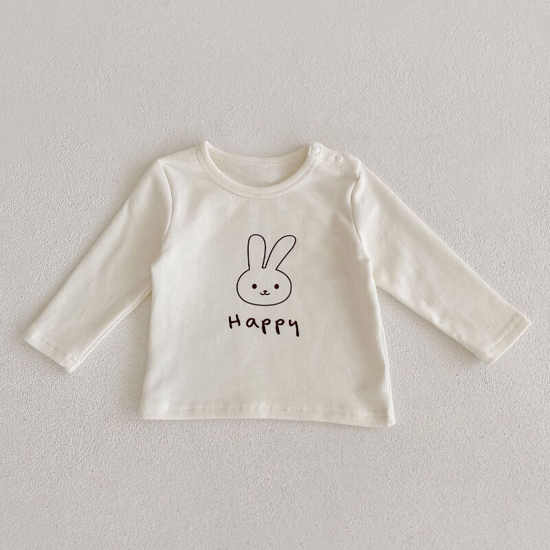 Jauns rudens apģērbs mazulim, 0-3 gadus vecas meitenes, t-krekls ar apaļu kakla izgriezumu ar garām piedurknēm pamata krekls, tops ar zaķa apdruku